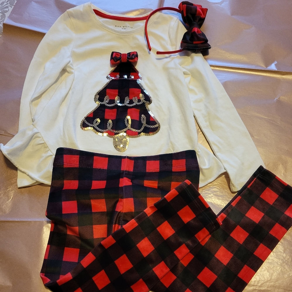 Max Studio Matching Christmas set with headband size 5/6 girls